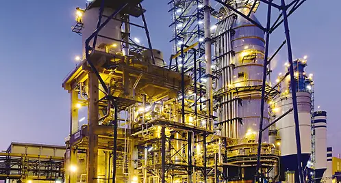 A continuous cooking plant in the evening